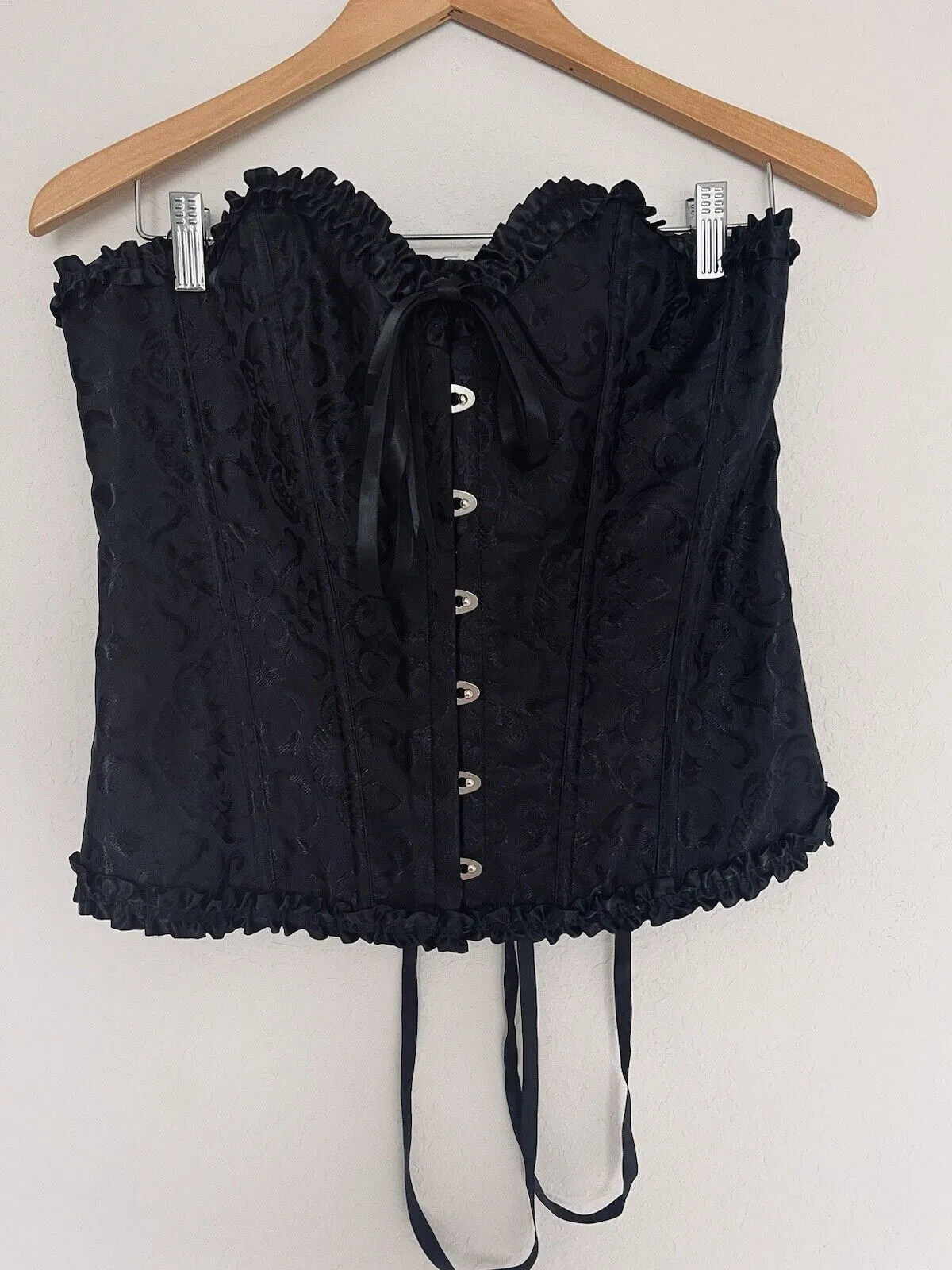 Sexy Black Corset Sz Castle-Core Renaissance Floral  Bustier