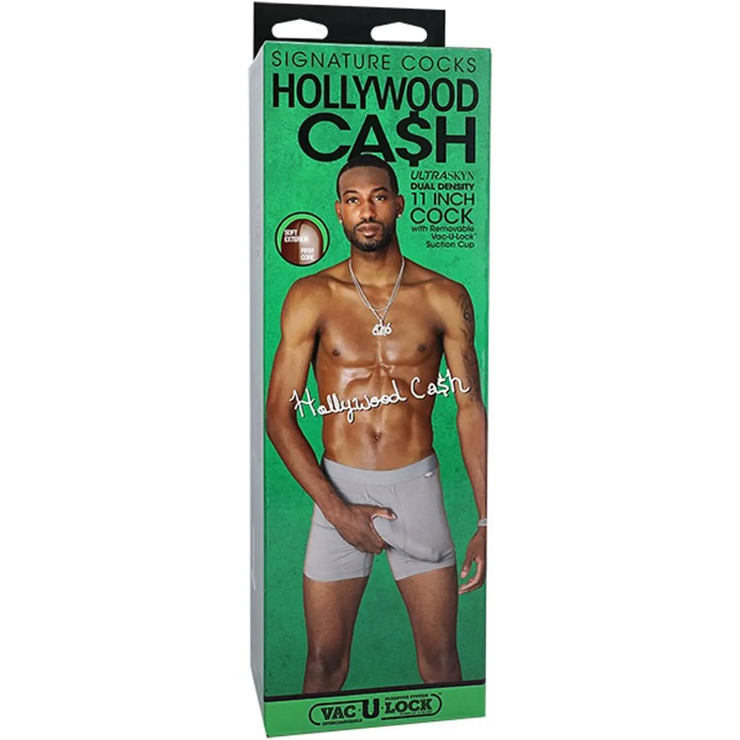 Signature Cocks Hollywood Cash 11 inches Cock With Removable Vac-U-Lock Suction Cup - Chocolate