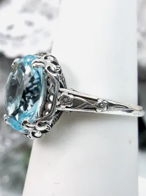 Sky Blue Ring, Simulated or Natural Gemstone, Edwardian Antique Revival Jewelry #D70z