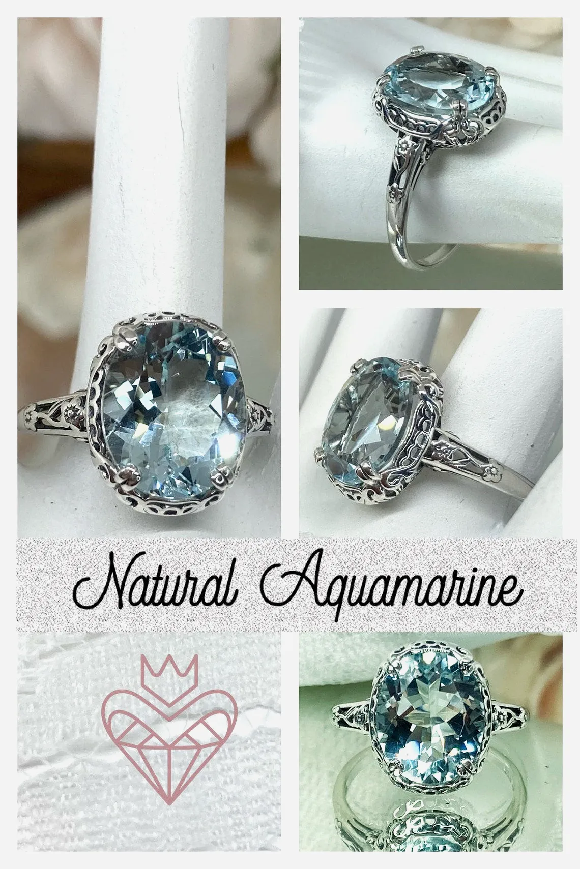 Sky Blue Ring, Simulated or Natural Gemstone, Edwardian Antique Revival Jewelry #D70z