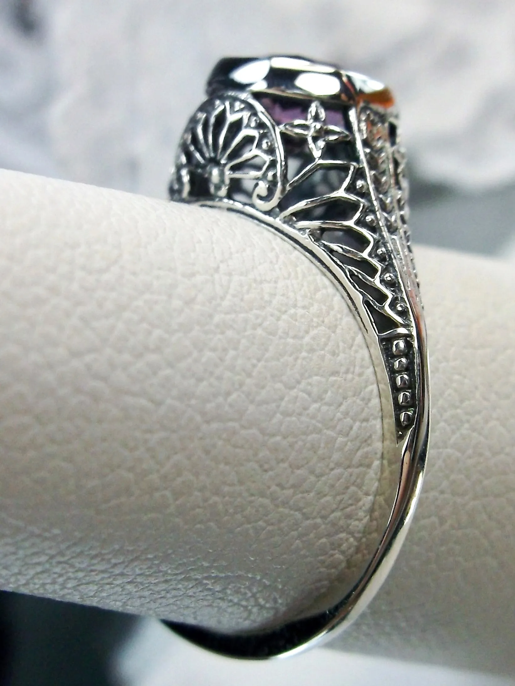 Sky Blue Topaz Dandelion Ring, Natural or Simulated Gemstone, Sterling Silver Filigree Victorian Jewelry #D205