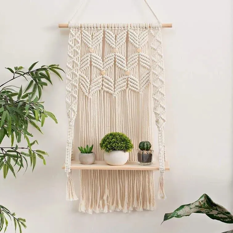 Skyla Macrame Hanging Shelf Wall Décor