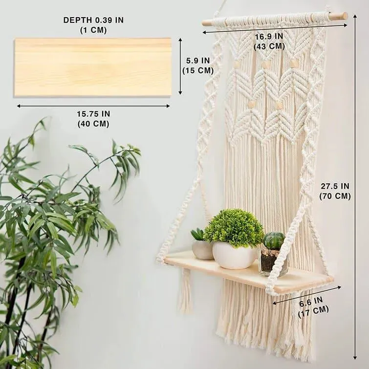 Skyla Macrame Hanging Shelf Wall Décor