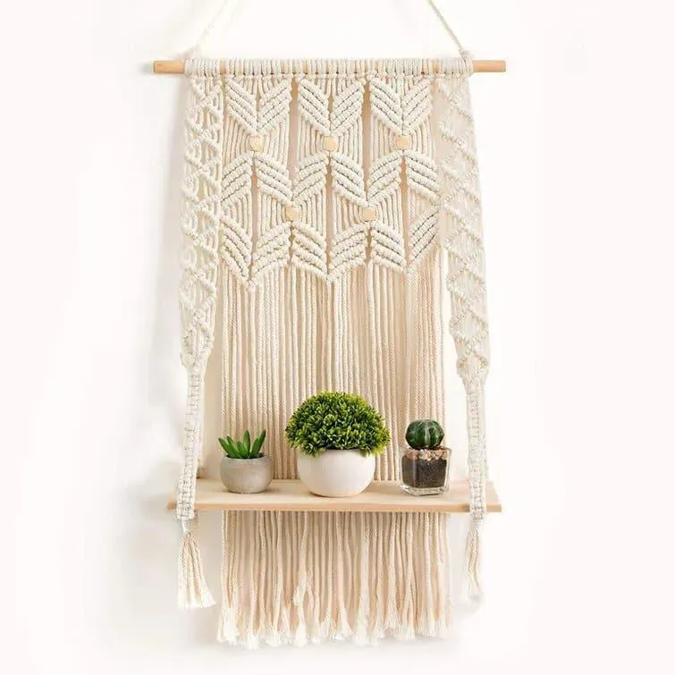 Skyla Macrame Hanging Shelf Wall Décor