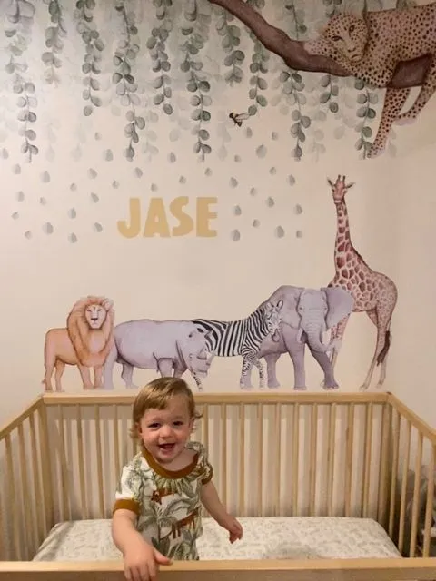 Sleepy Leopard Australian Design Hand Painted Peel & Stick, Removable Wall Decal. Nursery, Kids Playroom, Kids Teens Bedroom