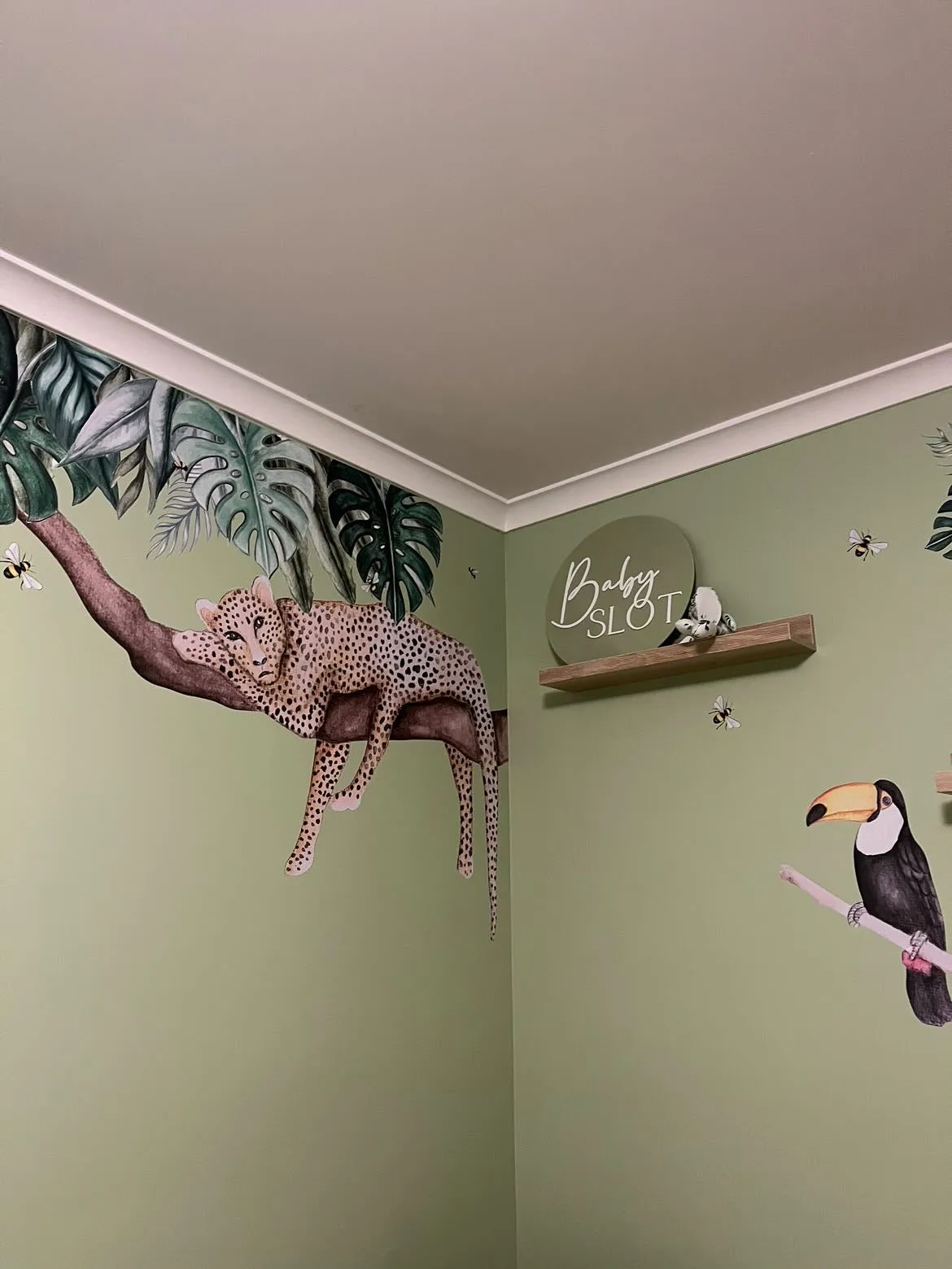 Sleepy Leopard Australian Design Hand Painted Peel & Stick, Removable Wall Decal. Nursery, Kids Playroom, Kids Teens Bedroom