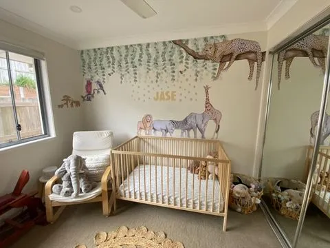 Sleepy Leopard Australian Design Hand Painted Peel & Stick, Removable Wall Decal. Nursery, Kids Playroom, Kids Teens Bedroom