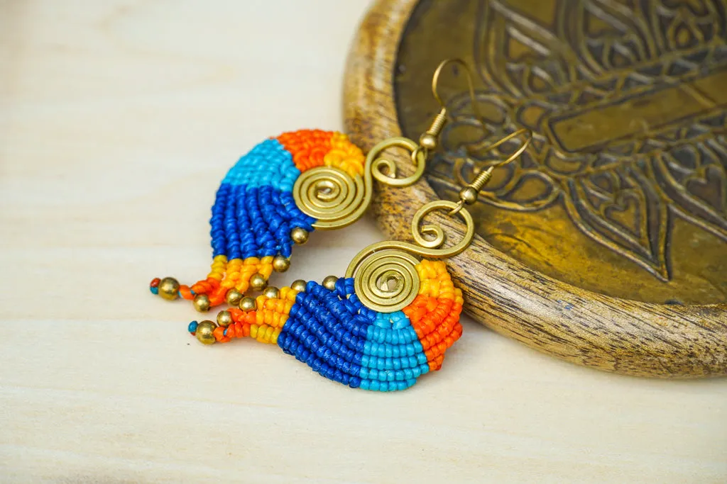 Solar Whirl Micro Macrame Boho Earrings
