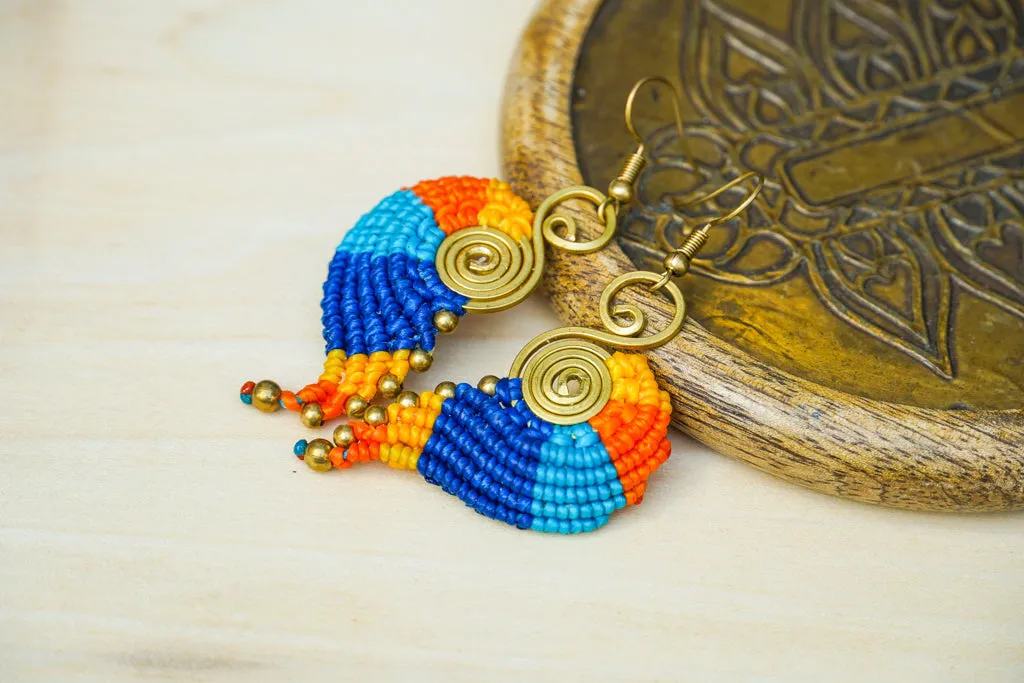 Solar Whirl Micro Macrame Boho Earrings