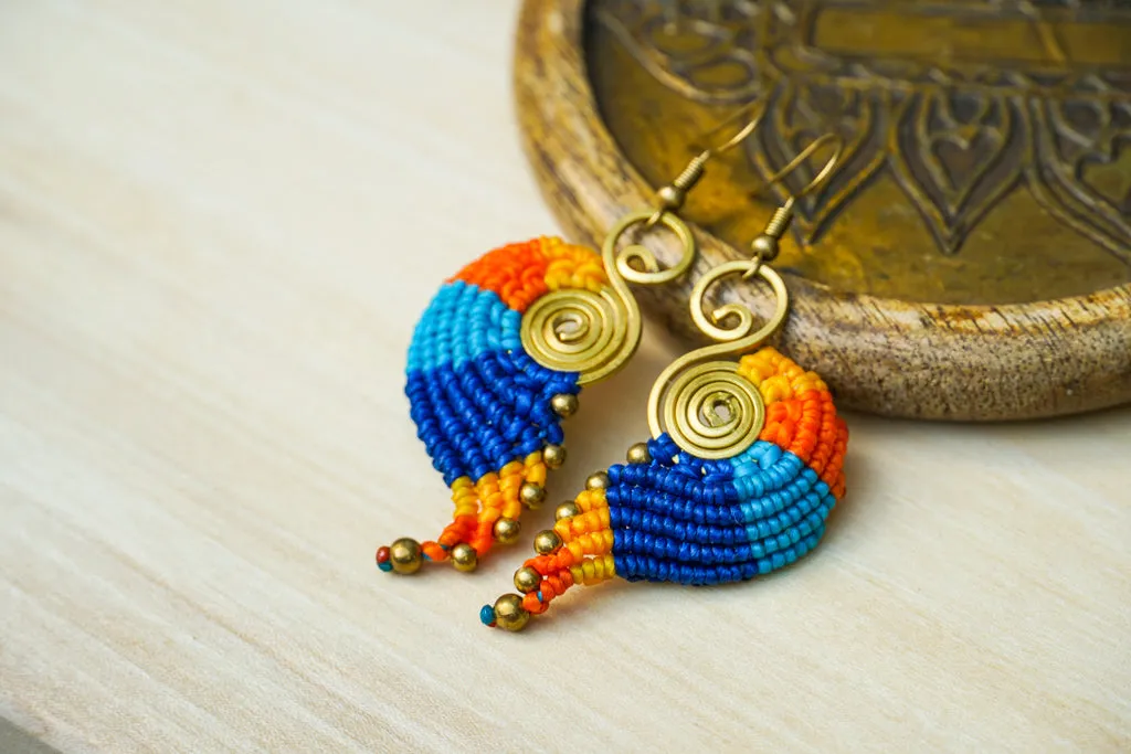 Solar Whirl Micro Macrame Boho Earrings