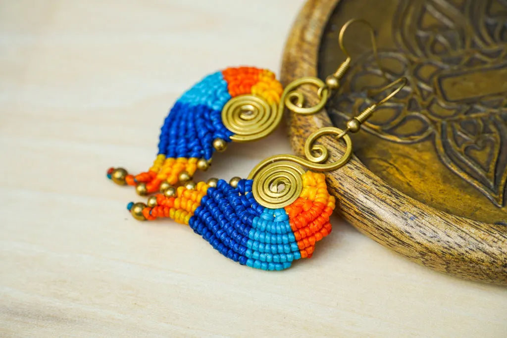 Solar Whirl Micro Macrame Boho Earrings