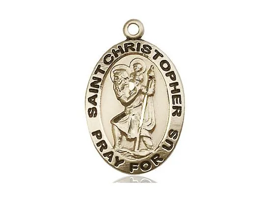 St Christopher Gold  (1 x 5/8") with 24" chain