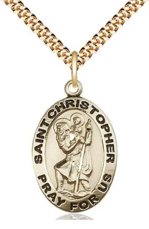 St Christopher Gold  (1 x 5/8") with 24" chain