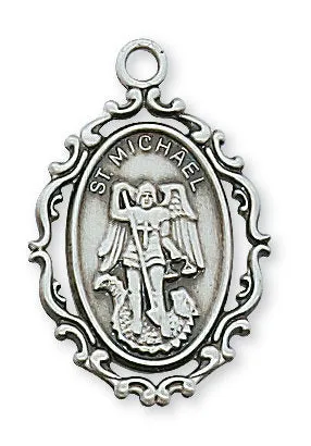 St Michael Sterling Silver Medal 1" with Chain