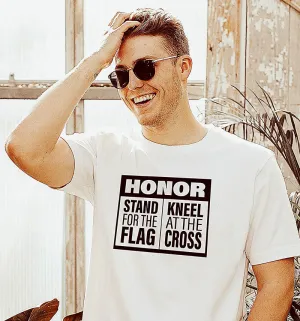 Stand before the flag and kneel before the cross   Christian T-Shirt