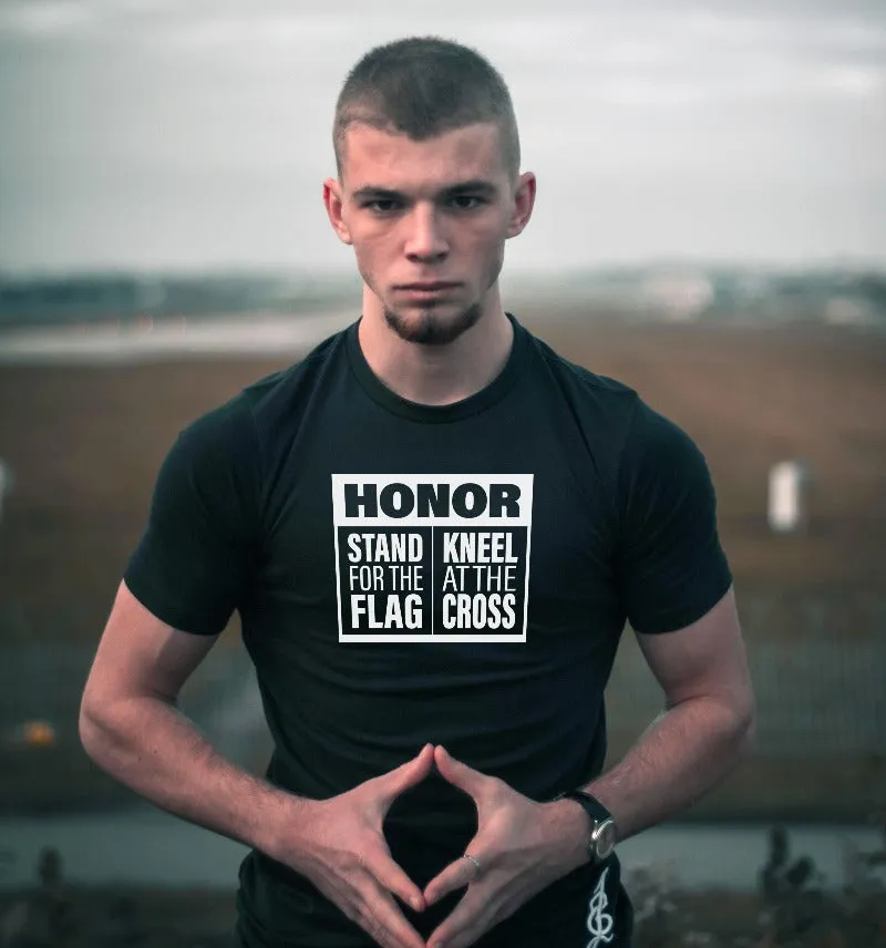 Stand before the flag and kneel before the cross   Christian T-Shirt