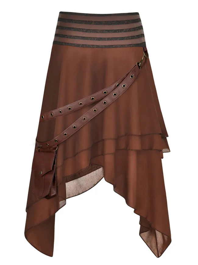 Steampunk Victorian Retro Multi Layered High Low Pirate Party Skirt