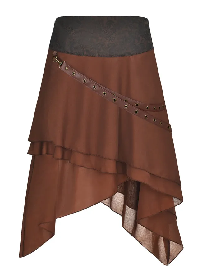 Steampunk Victorian Retro Multi Layered High Low Pirate Party Skirt