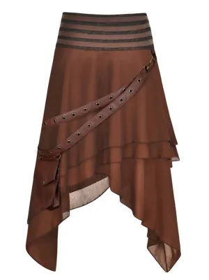 Steampunk Victorian Retro Multi Layered High Low Pirate Party Skirt