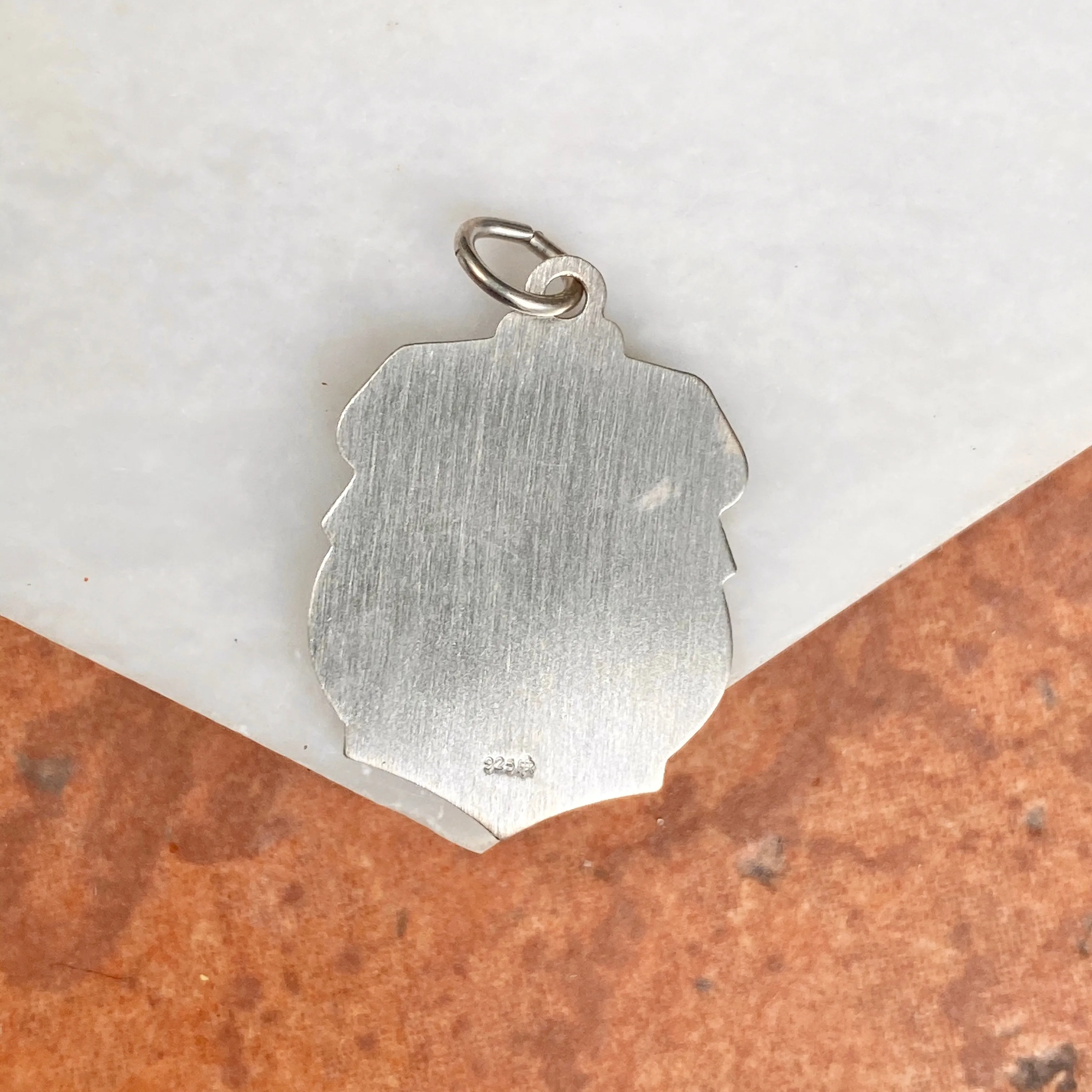 Sterling Silver Polished Saint Michael Badge Medal Pendant