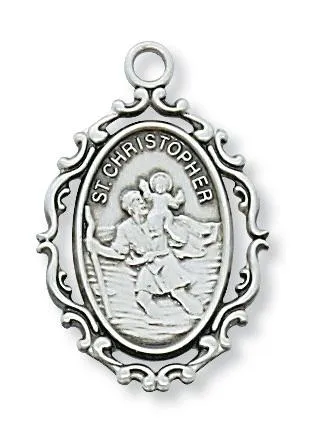 Sterling Silver St Christopher 1" with chain
