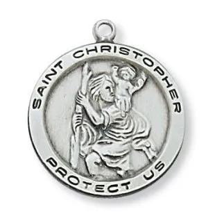 Sterling Silver St Christopher 3/4" with chain