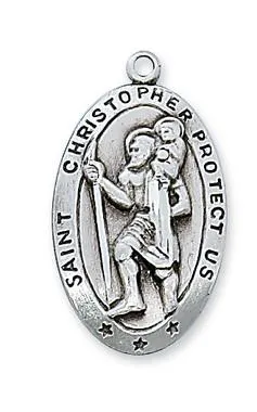 Sterling Silver St. Christopher Medal 1 1/8"