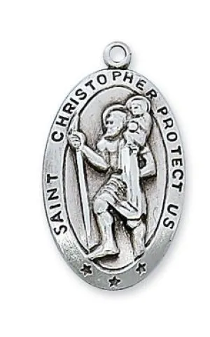Sterling Silver St. Christopher Medal 1 1/8"