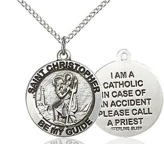 Sterling Silver St. Christopher Medal 3/4"