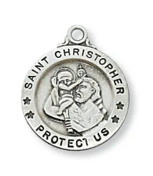 Sterling Silver St. Christopher Medal 5/8" with Chain