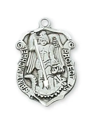 Sterling Silver St Michael Medal for Law Enforcement 3/4" with chain