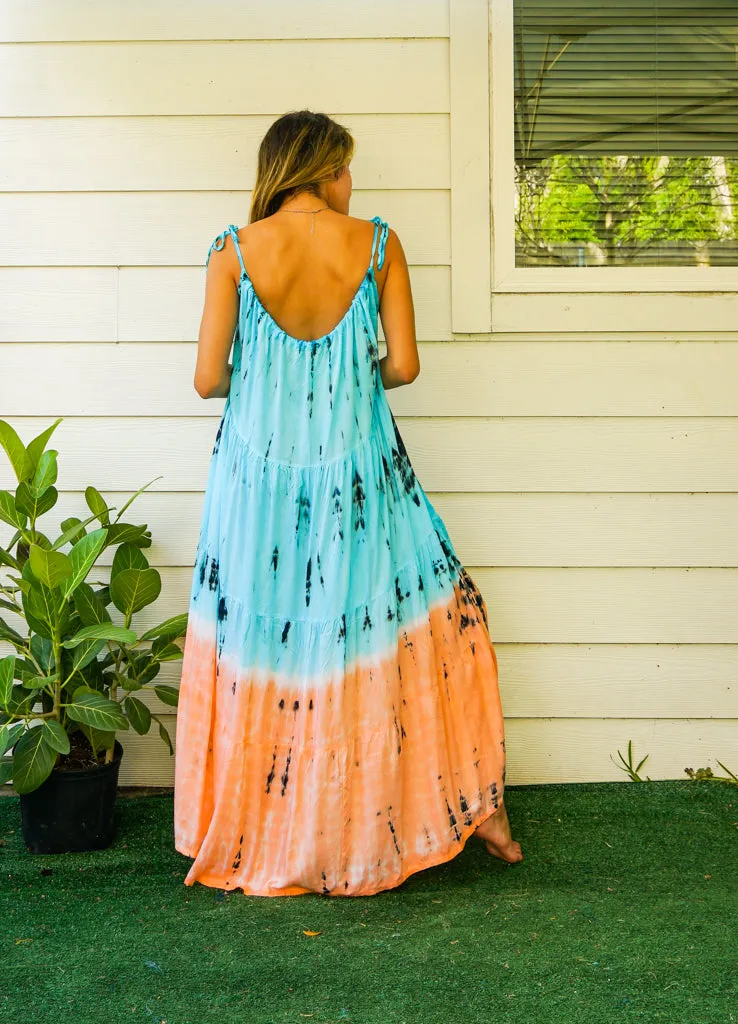 Sunset Bliss Hand Dyed Tiered Maxi Dress