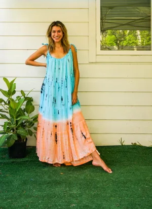 Sunset Bliss Hand Dyed Tiered Maxi Dress