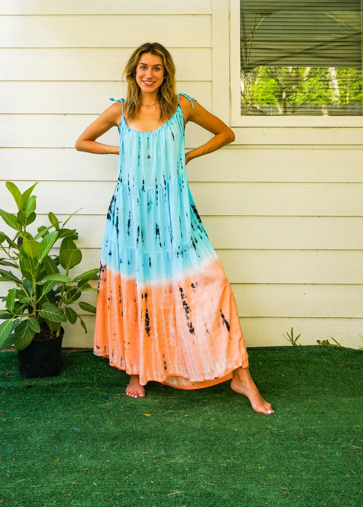 Sunset Bliss Hand Dyed Tiered Maxi Dress
