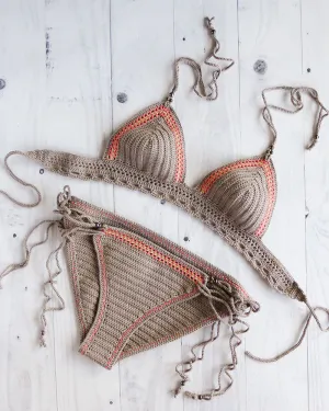 Tamarillo Beaded Crochet Swimsuit With Full Coverage Bottoms