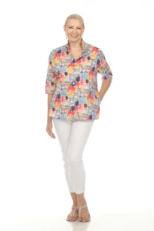 Terra Jungle Button-Down Blouse