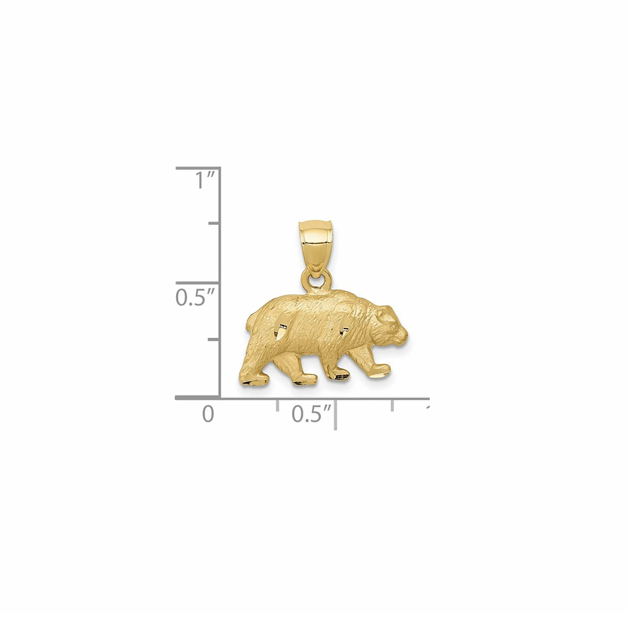 Texture Diamond Cuts Bear Pendant (14K)
