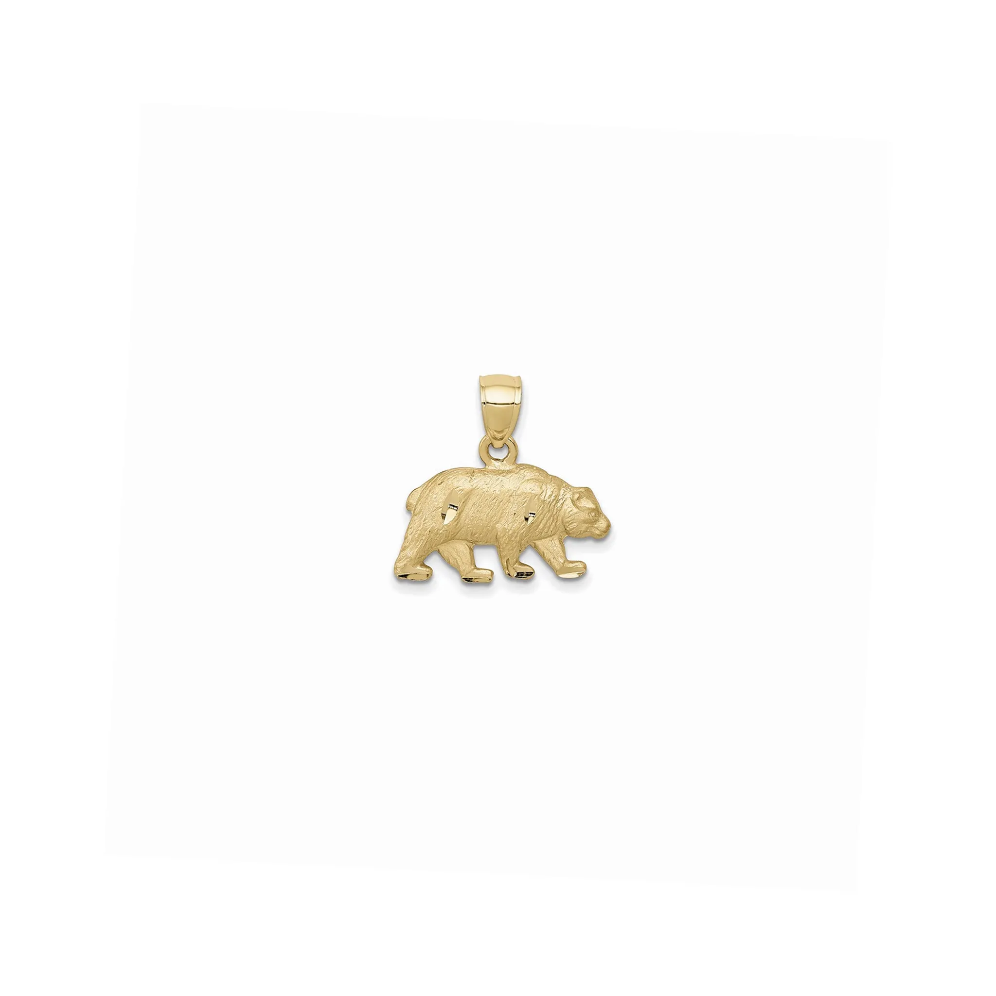 Texture Diamond Cuts Bear Pendant (14K)