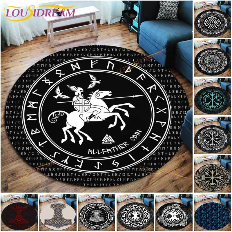 The Vikings Skull Pattern Area Rug Round Floor Mat Living Room Carpet Bathroom Kitchen Rug Doormat