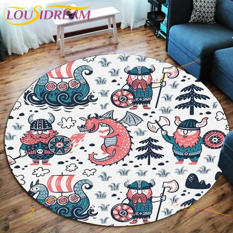 The Vikings Skull Pattern Area Rug Round Floor Mat Living Room Carpet Bathroom Kitchen Rug Doormat