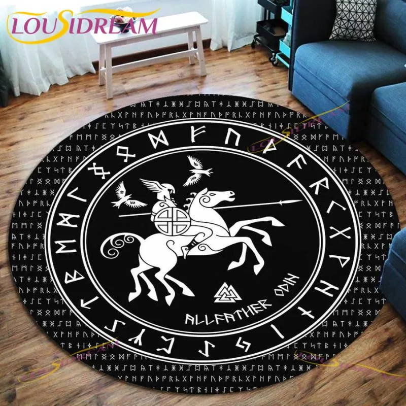 The Vikings Skull Pattern Area Rug Round Floor Mat Living Room Carpet Bathroom Kitchen Rug Doormat