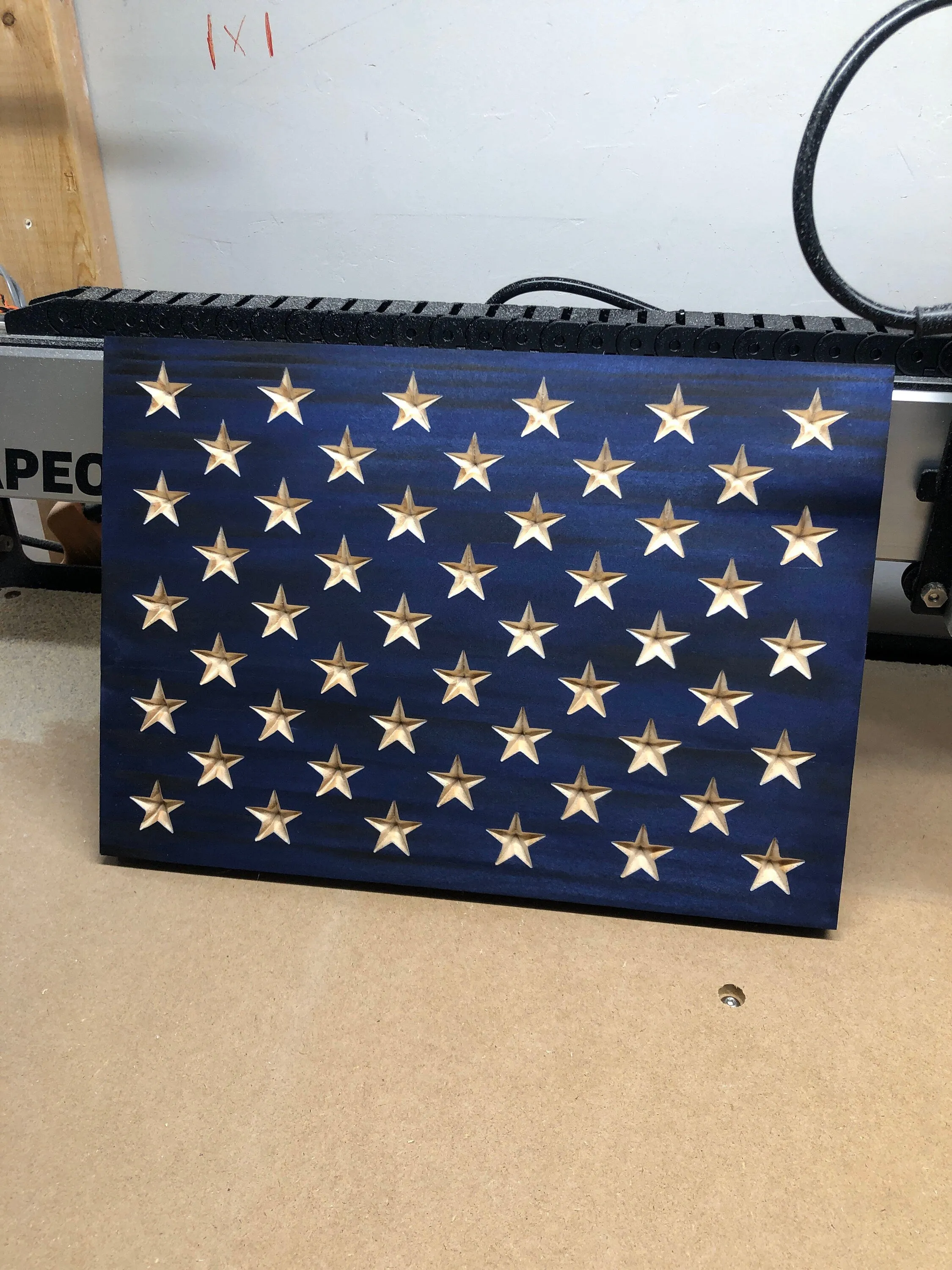Thin Red Line Wooden Flag