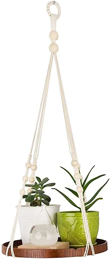 TIMEYARD Macrame Plant Hanger - Indoor Hanging Planter Shelf - Decorative Flower Pot Holder - Boho Bohemian Home Decor, in Box, for Succulents, Cacti, Small Plants