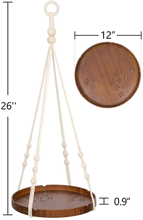 TIMEYARD Macrame Plant Hanger - Indoor Hanging Planter Shelf - Decorative Flower Pot Holder - Boho Bohemian Home Decor, in Box, for Succulents, Cacti, Small Plants