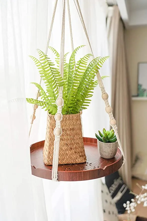 TIMEYARD Macrame Plant Hanger - Indoor Hanging Planter Shelf - Decorative Flower Pot Holder - Boho Bohemian Home Decor, in Box, for Succulents, Cacti, Small Plants