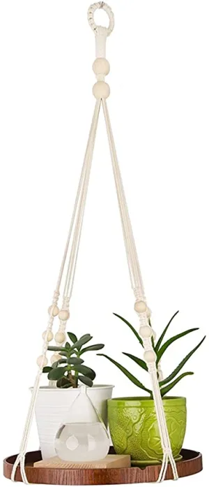 TIMEYARD Macrame Plant Hanger - Indoor Hanging Planter Shelf - Decorative Flower Pot Holder - Boho Bohemian Home Decor, in Box, for Succulents, Cacti, Small Plants