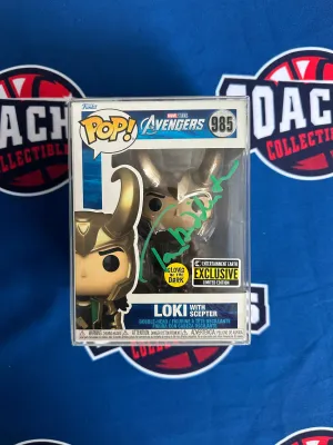 Tom Hiddleston Autographed Loki with Scepter Funko Pop #985 (SWAU)