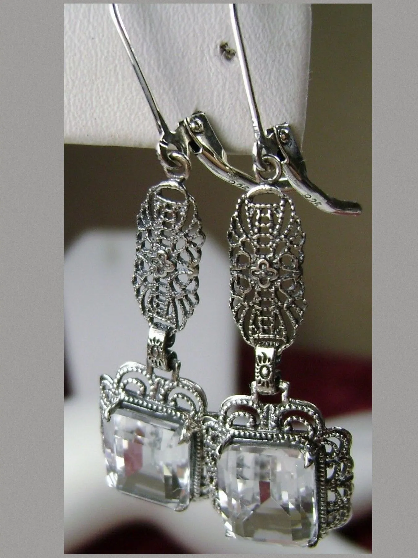 Topaz Earrings, Natural Gemstones, Long Festoon Filigree #E8