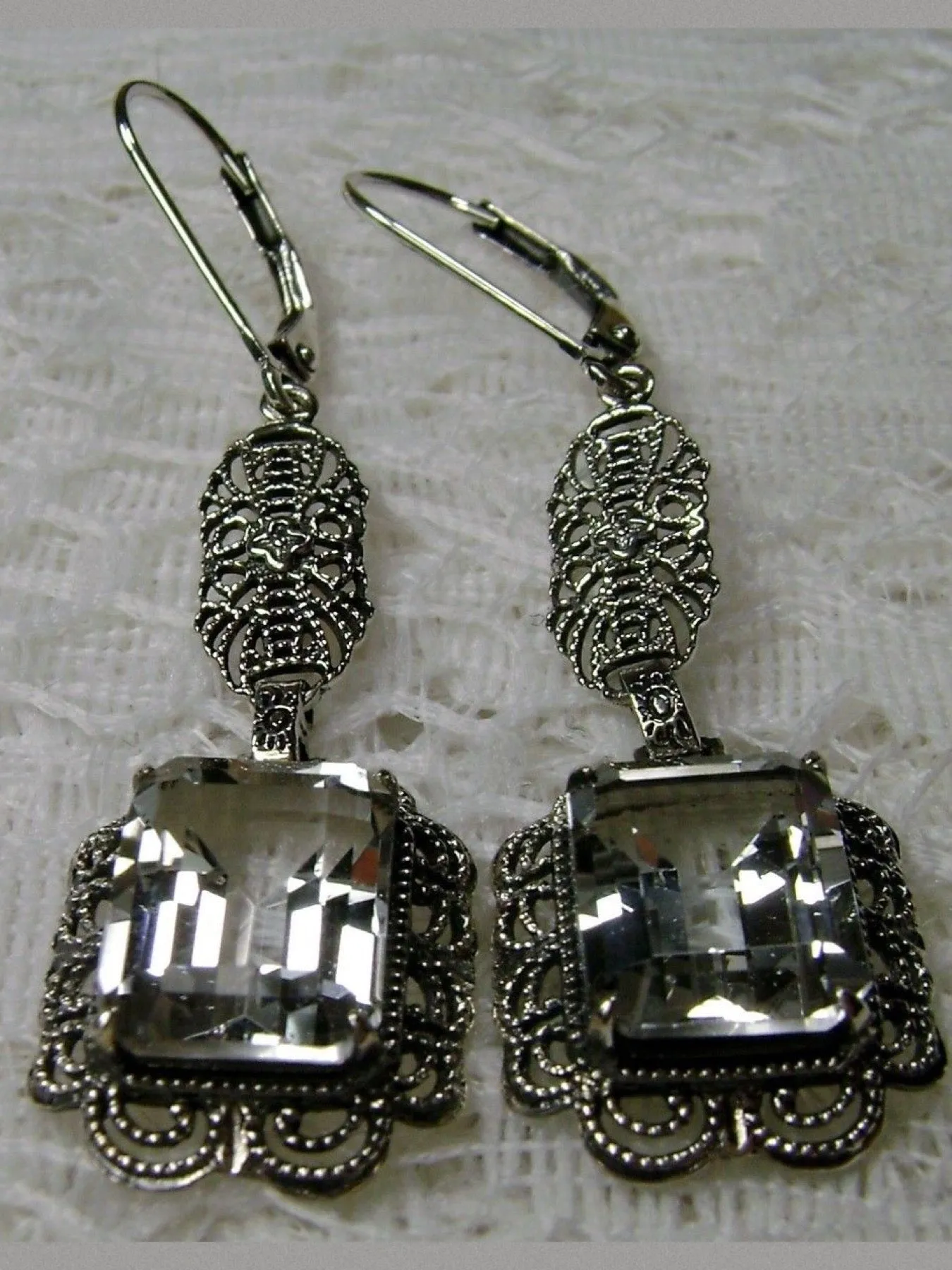 Topaz Earrings, Natural Gemstones, Long Festoon Filigree #E8
