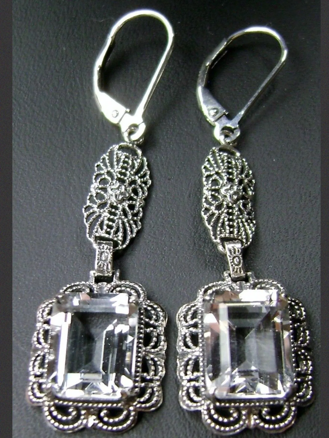 Topaz Earrings, Natural Gemstones, Long Festoon Filigree #E8